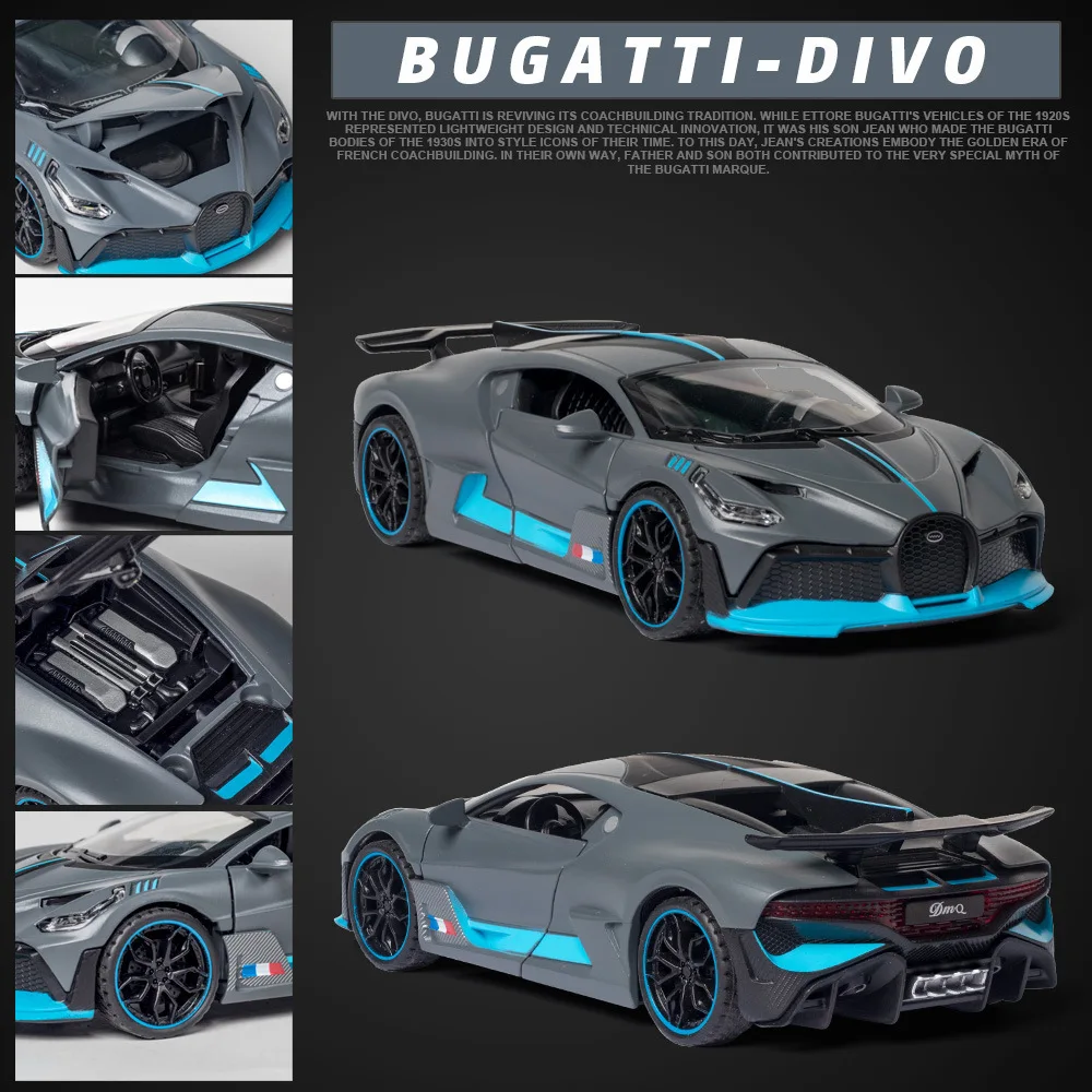 1:32 Bugatti Divo Diecast Model in Blue 2 1:32 Bugatti Divo Diecast Model in Blue - Image 2