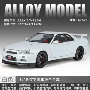 Silver Nissan Skyline GTR-R34 Diecast Model 1:18 Scale 19 Sfad70bf194a64963b4c49ca89f764cc8w