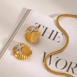 Stainless Steel Ocean-Inspired Starfish Earrings 11 Sfad9cd3fae2a434a8d88fea3e5735006W