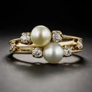 Gold and Pearl Geometric Cocktail Ring 5 Sfb12999287684a5ab2fae477496786aak