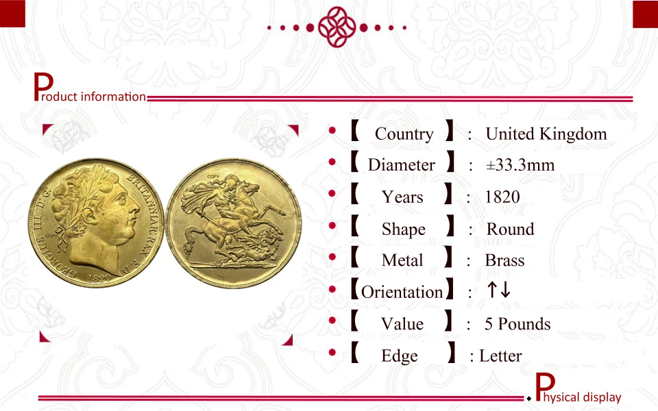 Antique George III Replica Coin 1820 6 Antique George III Replica Coin 1820 - Image 6