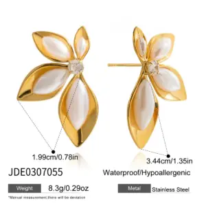 Floral Stainless Steel Earrings with Zircon 13 Sfb5a084862664bb5a01efa6b98b8086ew