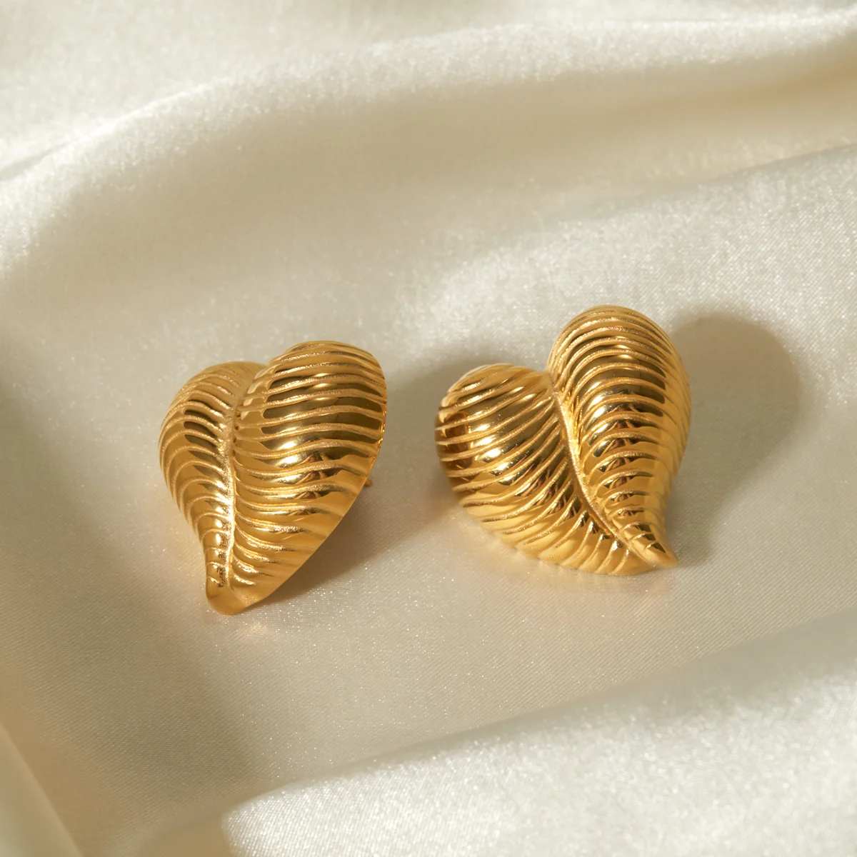 Stainless Steel Gold Heart Earrings 5 Stainless Steel Gold Heart Earrings - Image 5