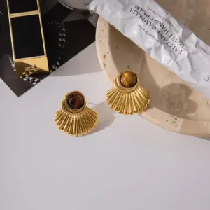 Vintage Stainless Steel Tiger Eye Stud Earrings 12 Sfb90559137354cb98902d889b8a27d30n