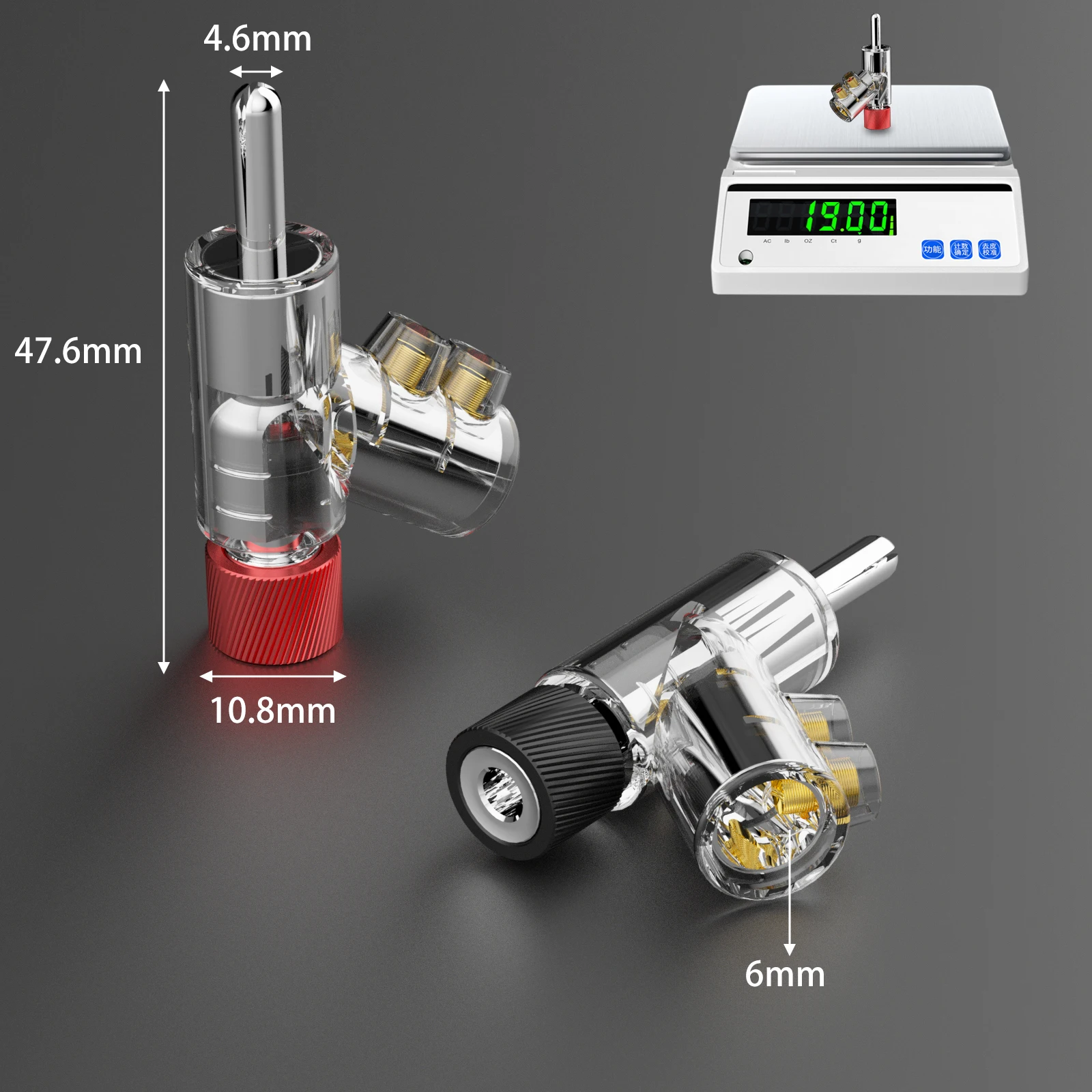 45-Degree Rhodium Banana Plugs - Set of 4 4 45-Degree Rhodium Banana Plugs - Set of 4 - Image 4