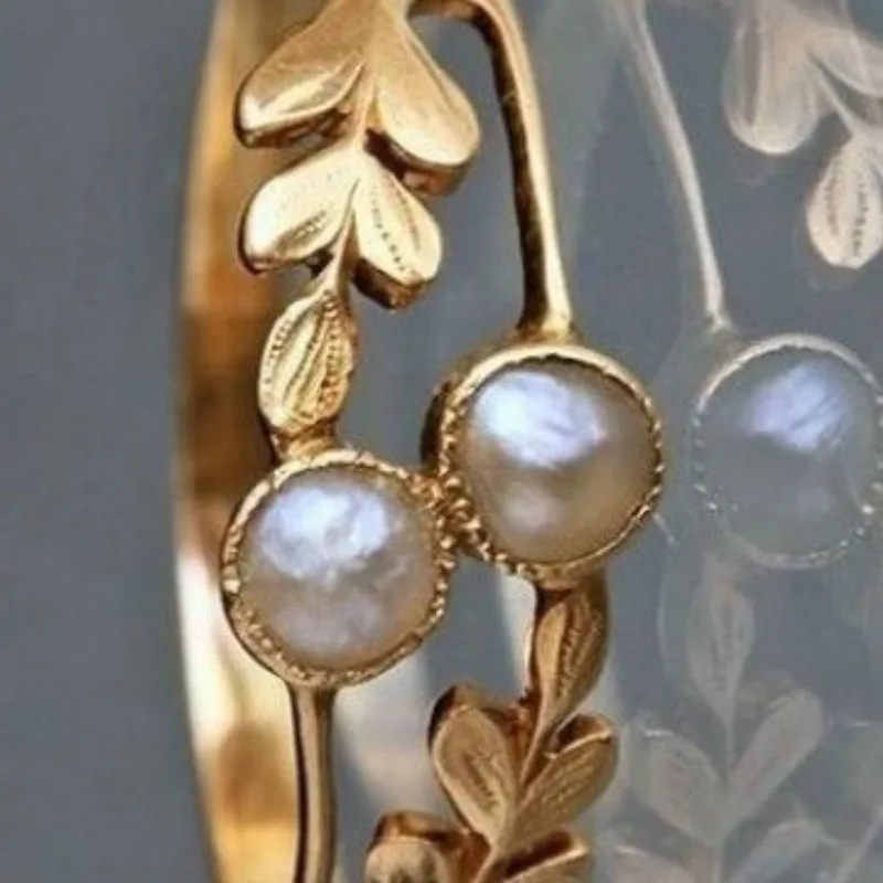 Vintage Gold Pearl Cocktail Ring 2 Vintage Gold Pearl Cocktail Ring - Image 2