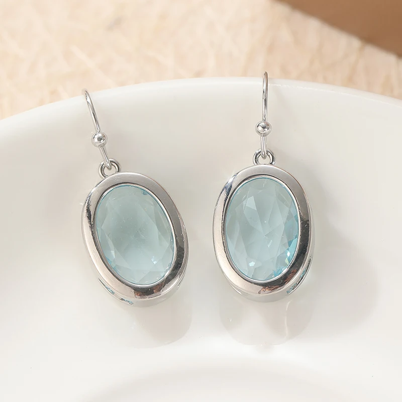 Silver Drop Earrings with Blue Stones 5 Silver Drop Earrings with Blue Stones - Image 5