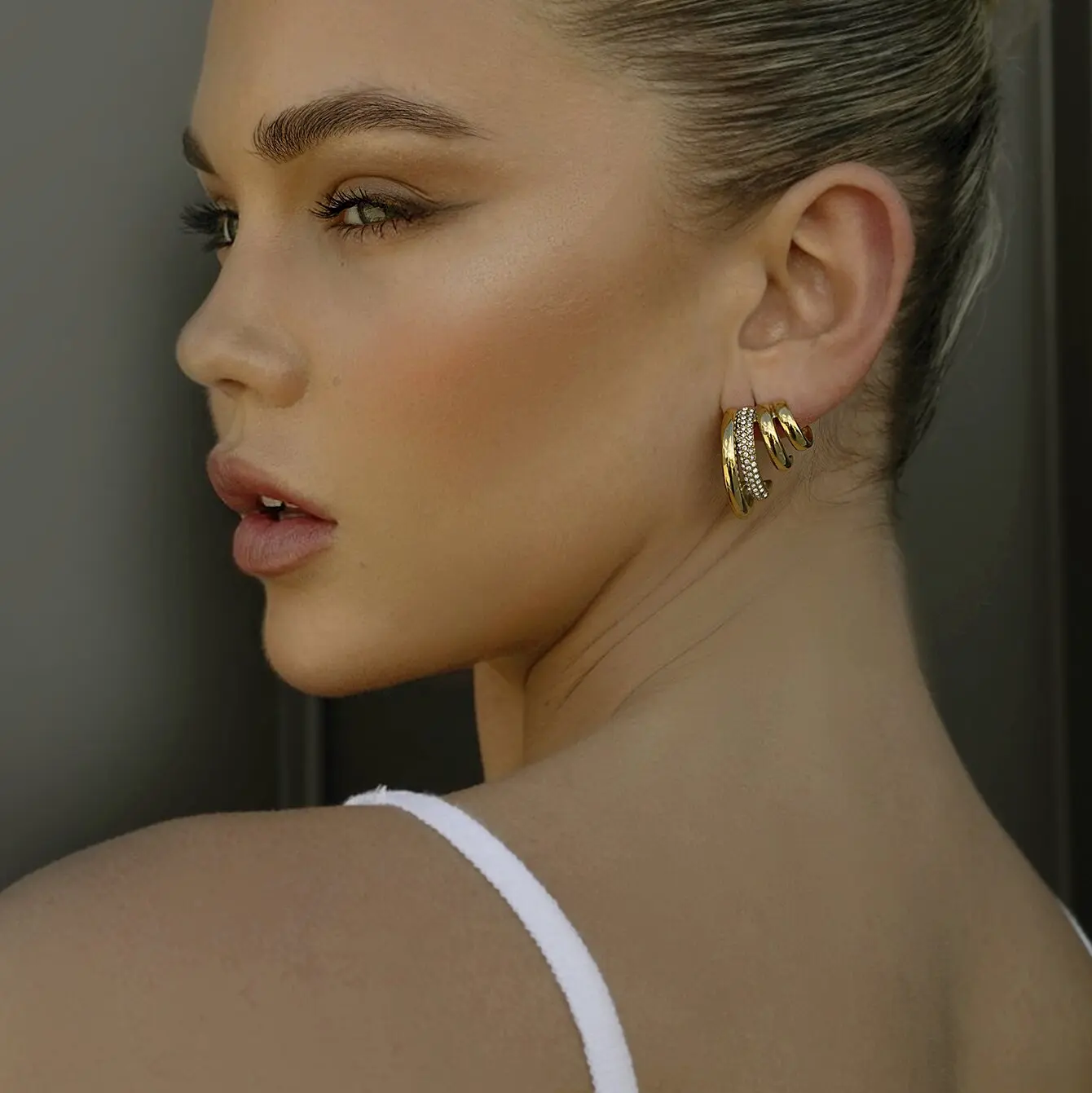 Gold-Tone Stainless Steel Geometric Earrings 2 Gold-Tone Stainless Steel Geometric Earrings - Image 2