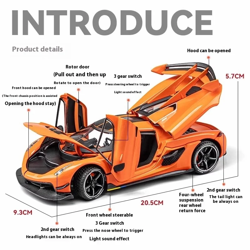 Jesko 1:24 Diecast Model with Light & Sound 3 Jesko 1:24 Diecast Model with Light & Sound - Image 3