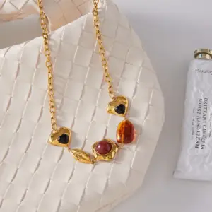 Elegant Stainless Steel Red Agate Pendant Necklace 12 Sfc0f32fe127d495d830c515f3f384f4ey