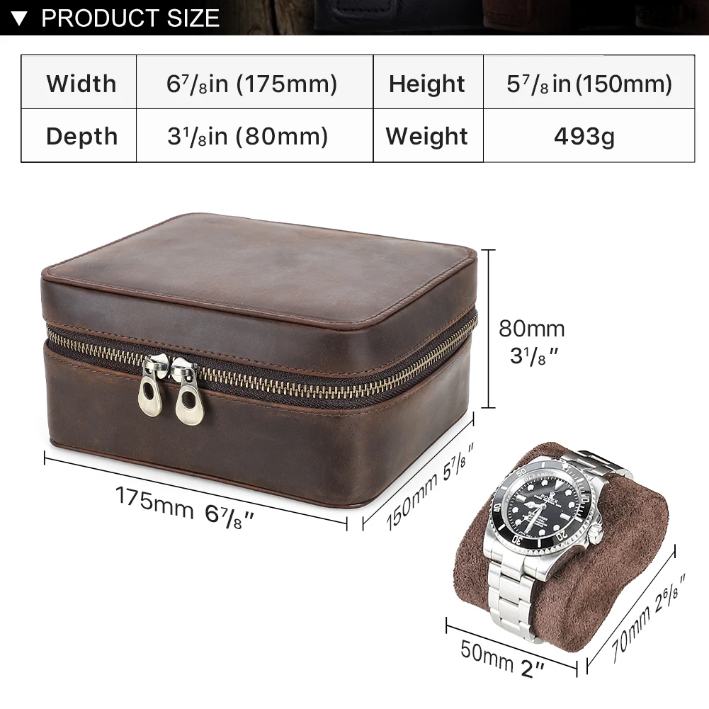 Vintage Leather Watch Travel Case for Men 6 Vintage Leather Watch Travel Case for Men - Image 6