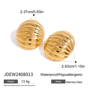 Stainless Steel Gold-Tone Spherical Earrings 13 Sfc15be33264246b5b79c315dbd230887M