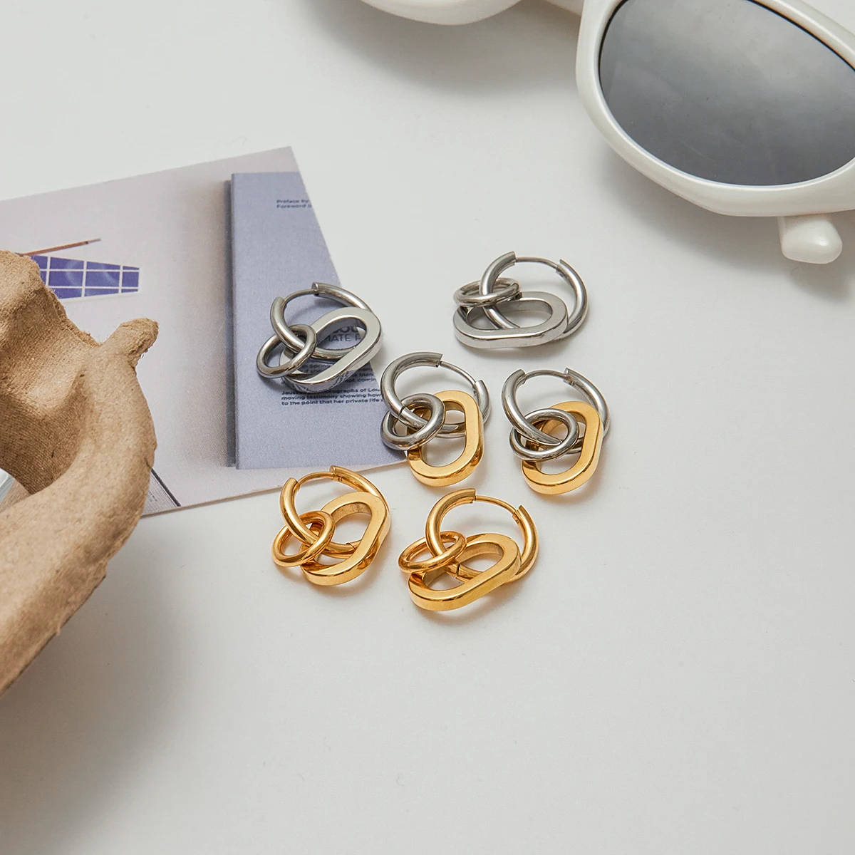 Stainless Steel Skeleton Hoop Earrings 2.5cm 5 Stainless Steel Skeleton Hoop Earrings 2.5cm - Image 5