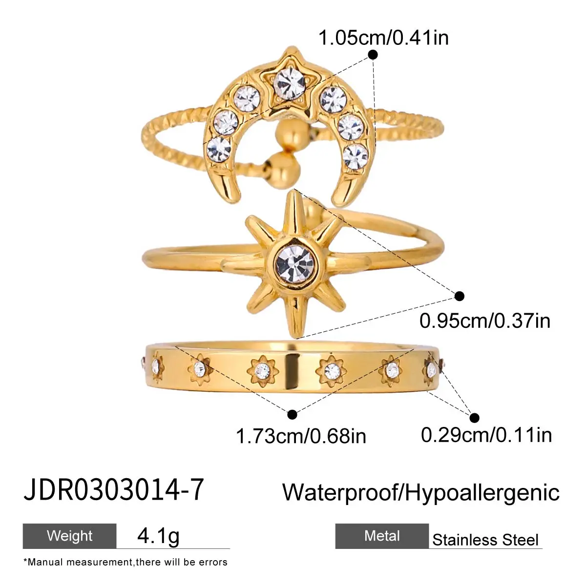 Celestial Sun & Moon Stainless Steel Rings Set 7 Celestial Sun & Moon Stainless Steel Rings Set - Image 7