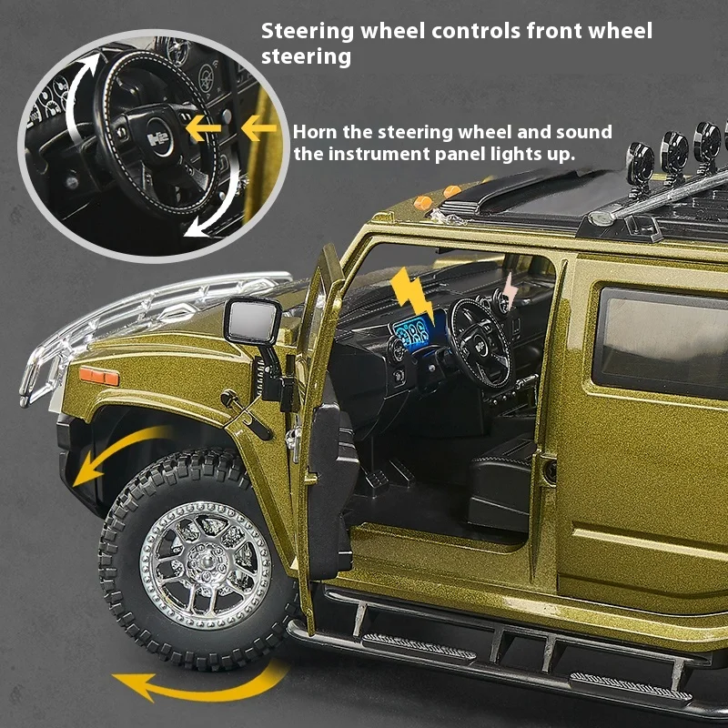 Yellow Hummer H2 Diecast Model 1:18 Scale 6 Yellow Hummer H2 Diecast Model 1:18 Scale - Image 6