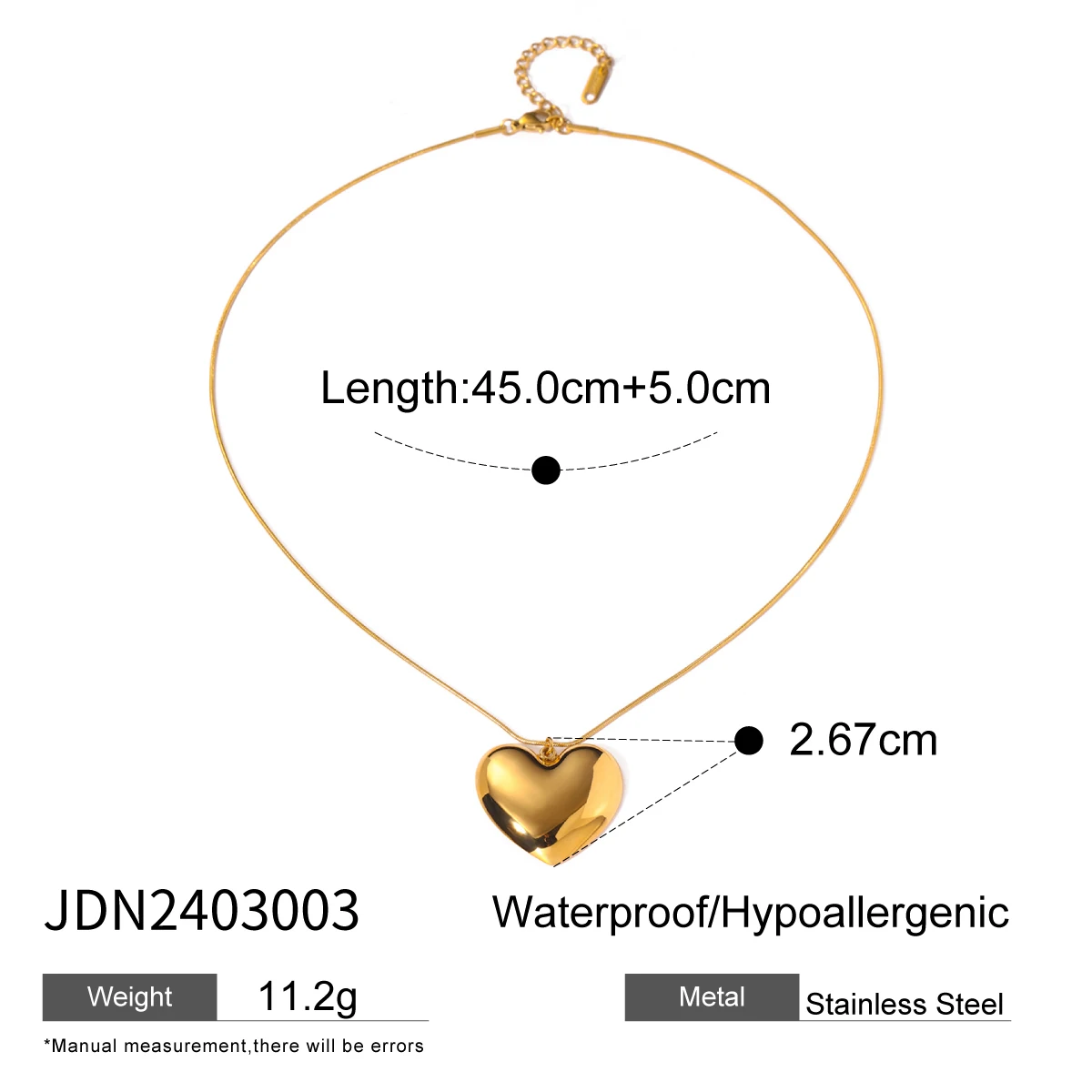 Stainless Steel Heart Necklace 2.67cm 7 Stainless Steel Heart Necklace 2.67cm - Image 7