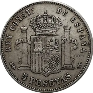 Spain 1890 MP 5 Pesetas Replica Coin 14 Sfd2268caad3342fab7989e342e58dac2R