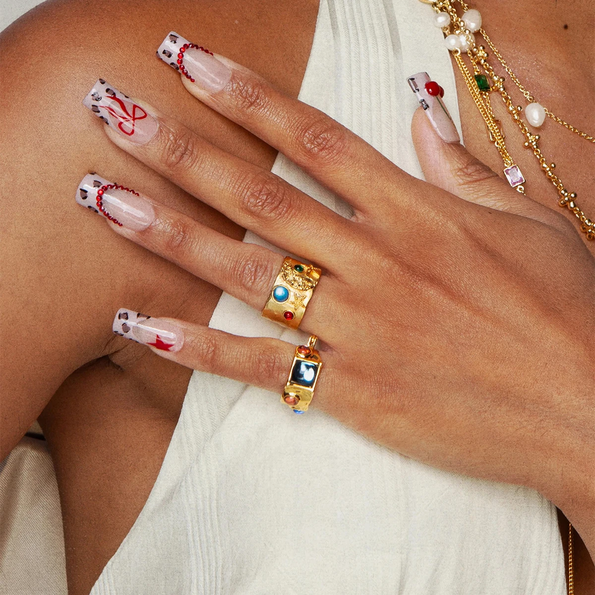 Vintage Stainless Steel Moon & Star Ring with Rhinestones 2 Vintage Stainless Steel Moon & Star Ring with Rhinestones - Image 2