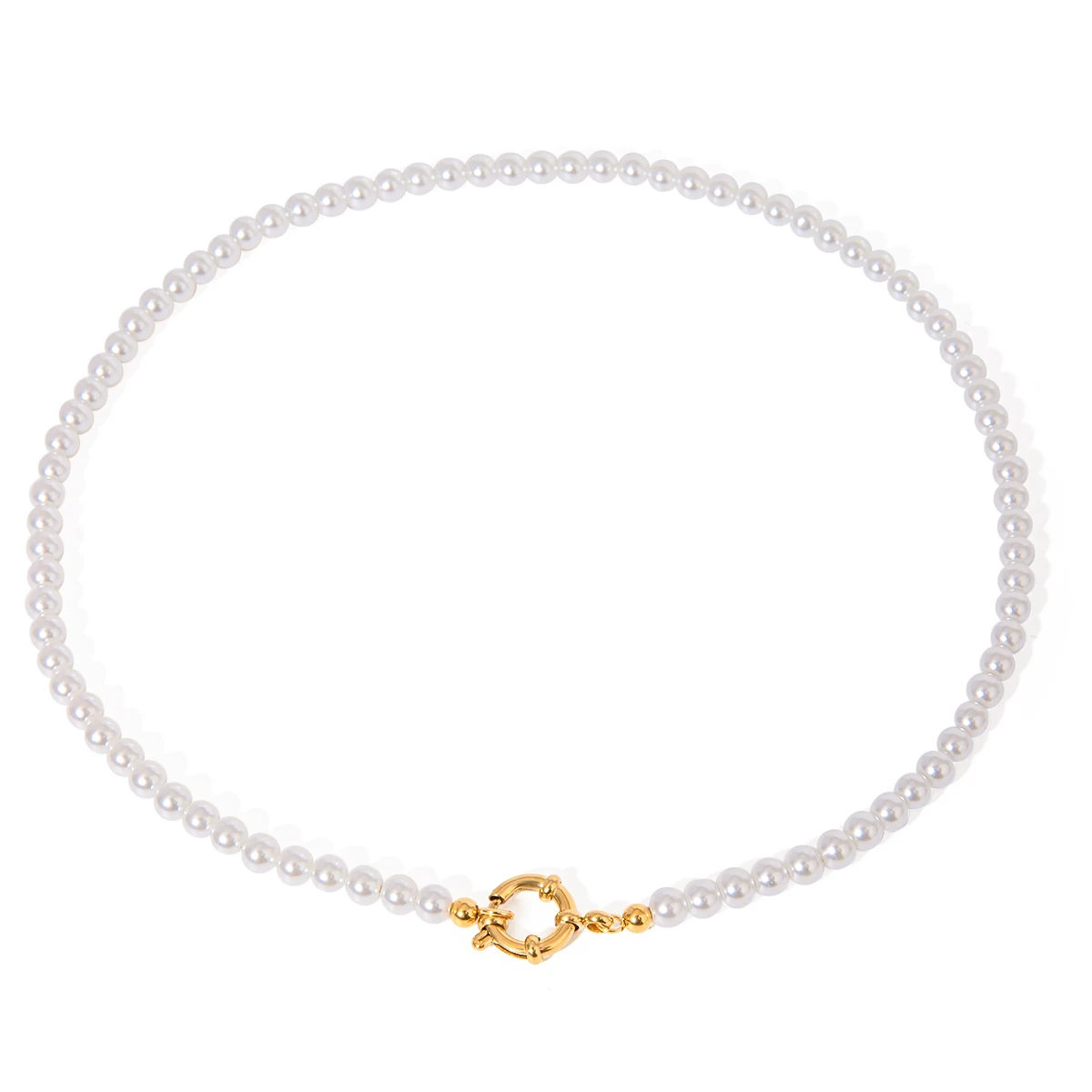 Stainless Steel Pearl Necklace with Toggle Clasp 1 Stainless Steel Pearl Necklace with Toggle Clasp