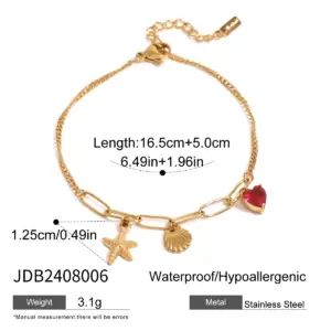 Stainless Steel Gold Bracelet with Charms 17 Sfd8335513dd04f248dd0fdbd168b44d25