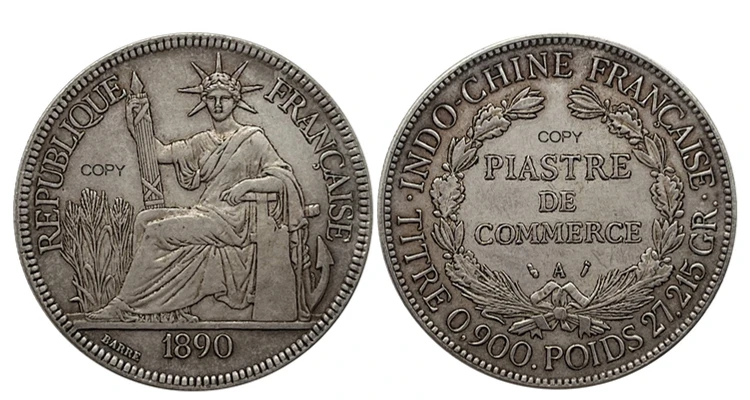 French Indochina 1890 Piastre Replica Coin 8 French Indochina 1890 Piastre Replica Coin - Image 8