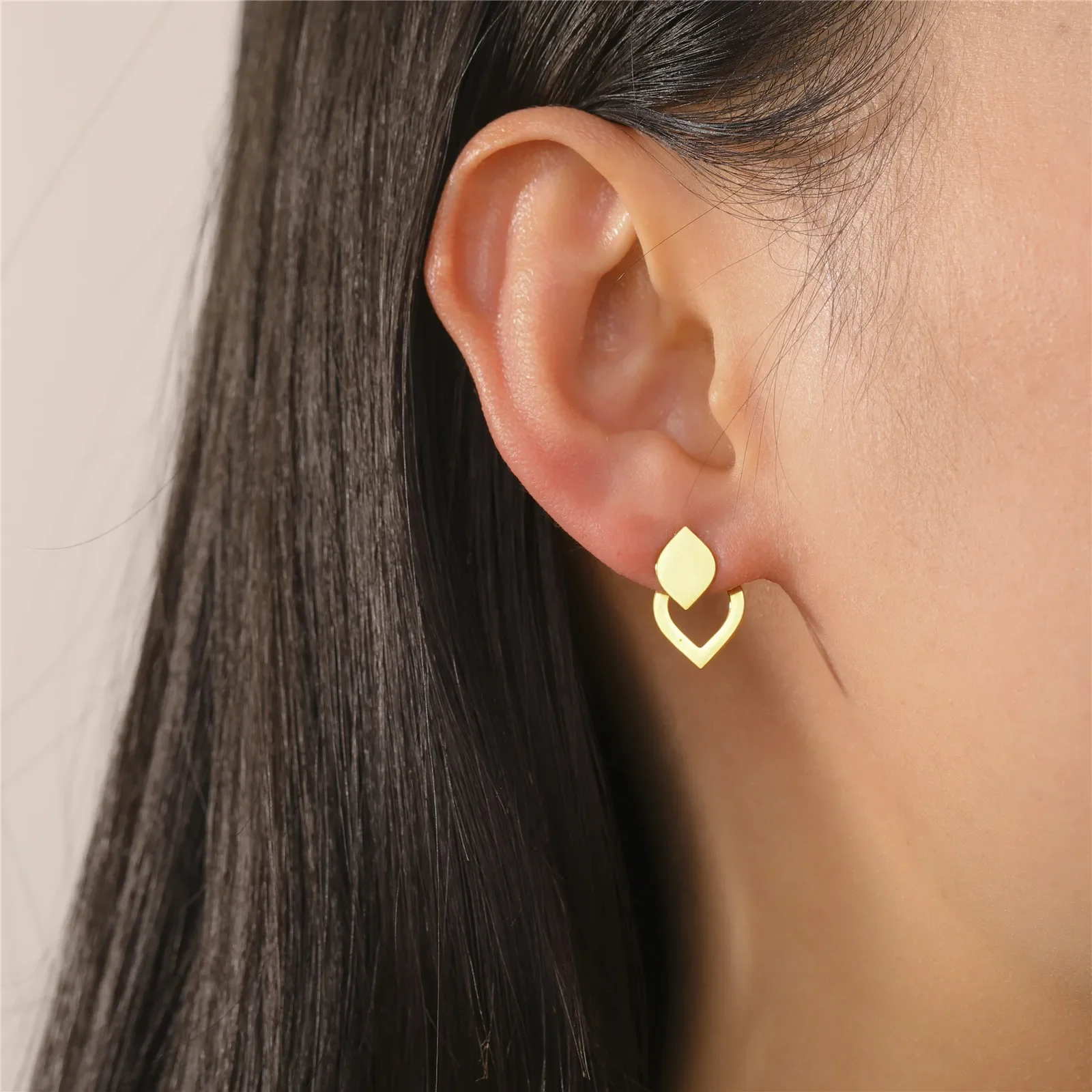 Geometric Gold Stainless Steel Earrings for Women 3 Geometric Gold Stainless Steel Earrings for Women - Image 3