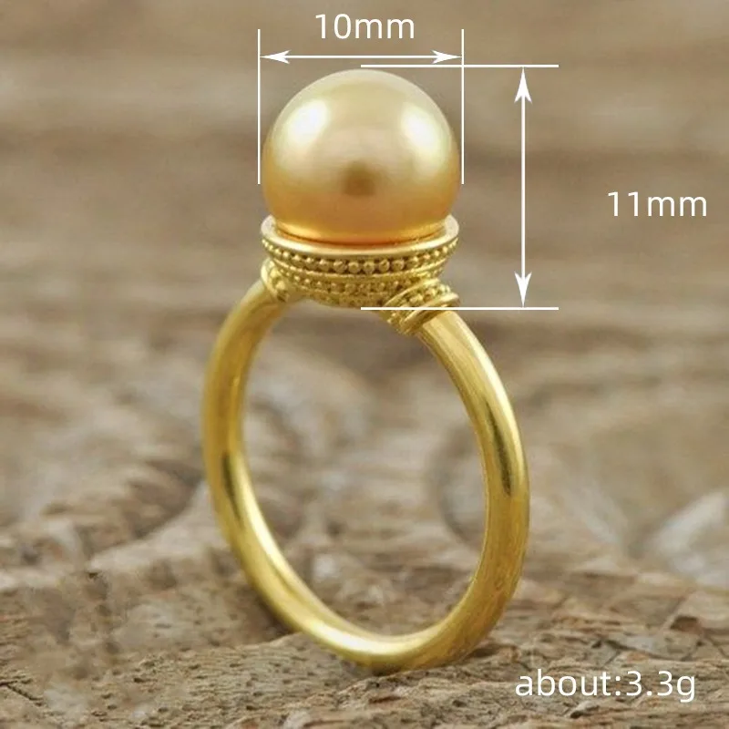 Vintage Gold Pearl Cocktail Ring for Women 2 Vintage Gold Pearl Cocktail Ring for Women - Image 2