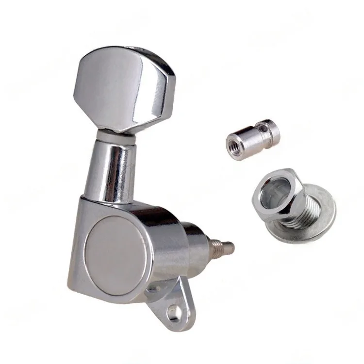 Electric Guitar Tuning Knob Set, Locking, Silver 2 Electric Guitar Tuning Knob Set, Locking, Silver - Image 2