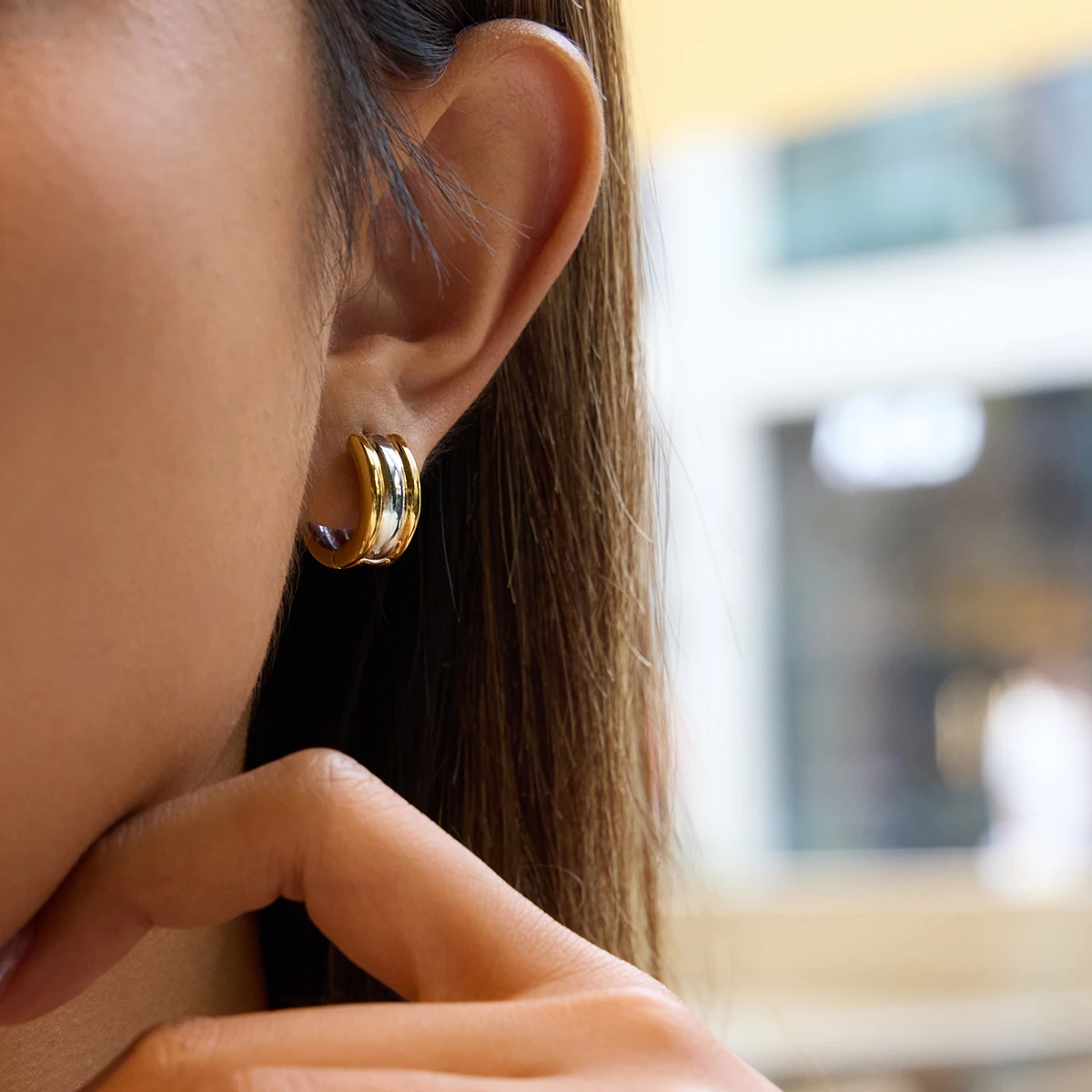 Geometric Stainless Steel Hoop Earrings 2 Geometric Stainless Steel Hoop Earrings - Image 2