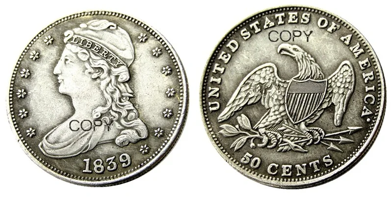 Vintage US Capped Bust Half Coin Replica 1838-1839 5 Vintage US Capped Bust Half Coin Replica 1838-1839 - Image 5
