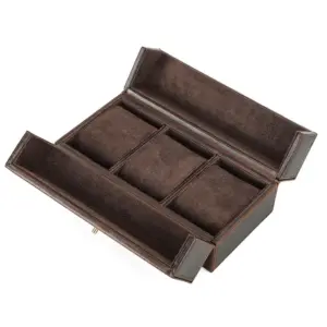 Coffee Leather Watch Case with 3 Slots 15 Sfee1e4ac43f942368cd8ea3aa85dcba3h