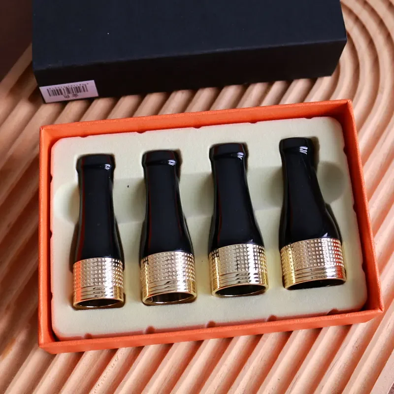 Black Cigar Holder Pipe Set with Gold Accents 3 Black Cigar Holder Pipe Set with Gold Accents - Image 3