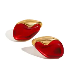 Stainless Steel Red Water Drop Earrings 12 Sfeecedc72f4f4b7baae2b24f040f6902E