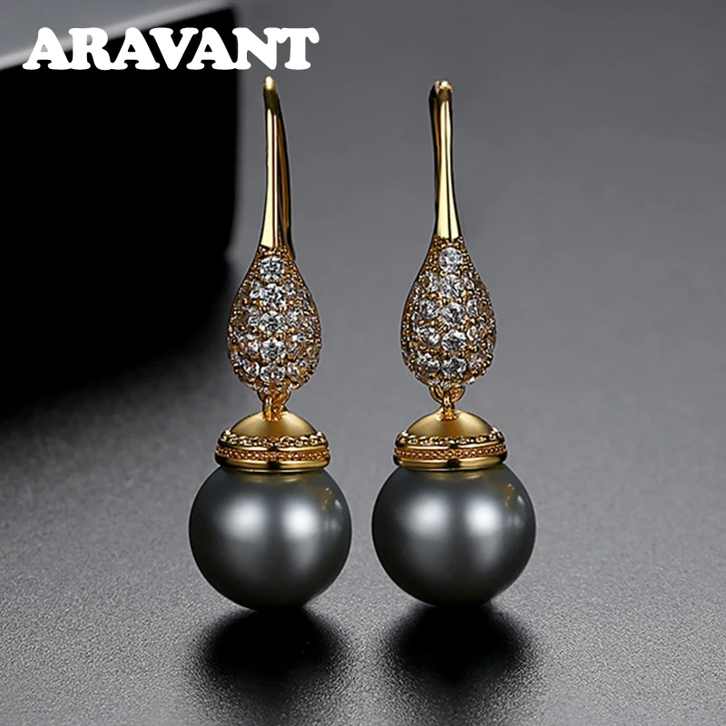 Elegant Black and White Pearls Water Drop Earrings 7 Elegant Black and White Pearls Water Drop Earrings - Image 7