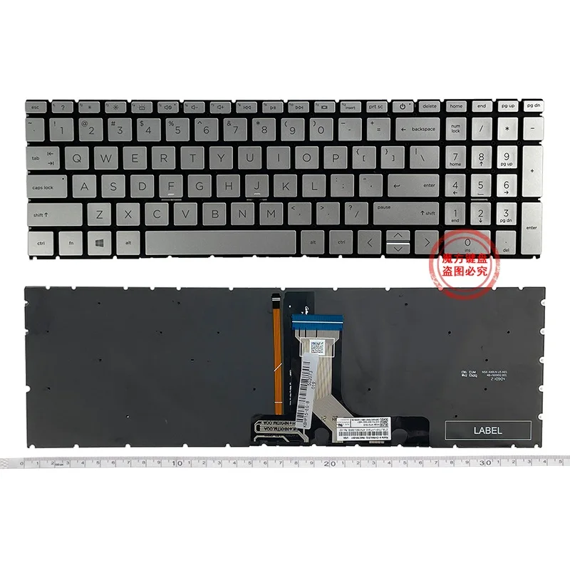 US-Layout HP Silver Backlit Keyboard for Models 17-CN/17-CP 1 US-Layout HP Silver Backlit Keyboard for Models 17-CN/17-CP