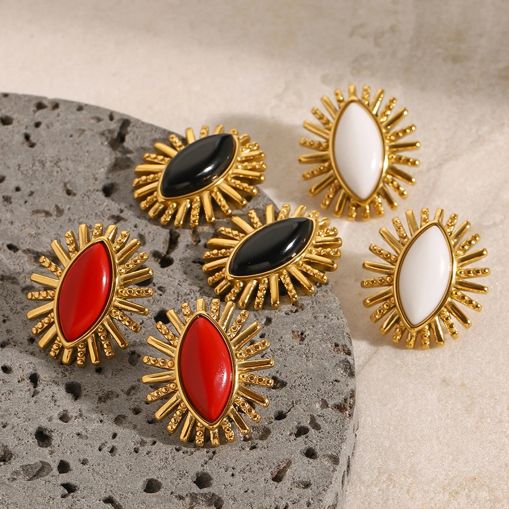 Bold Gold Stainless Steel Sunburst Earrings 6 Bold Gold Stainless Steel Sunburst Earrings - Image 6