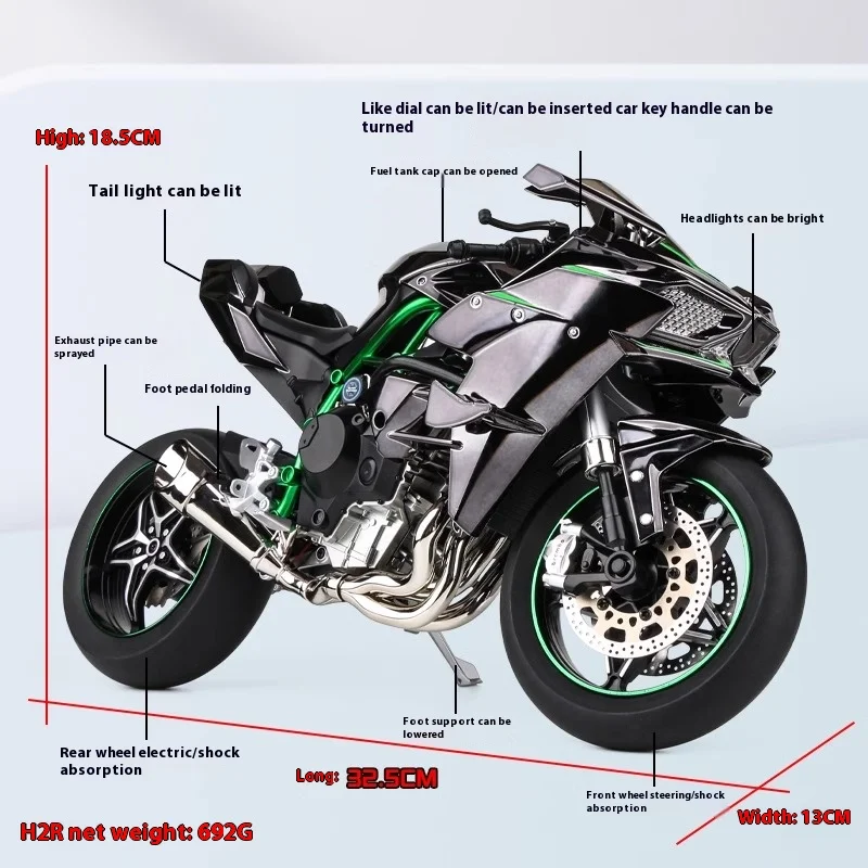 Kawasaki H2R 1:6 Diecast Motorcycle Model 3 Kawasaki H2R 1:6 Diecast Motorcycle Model - Image 3