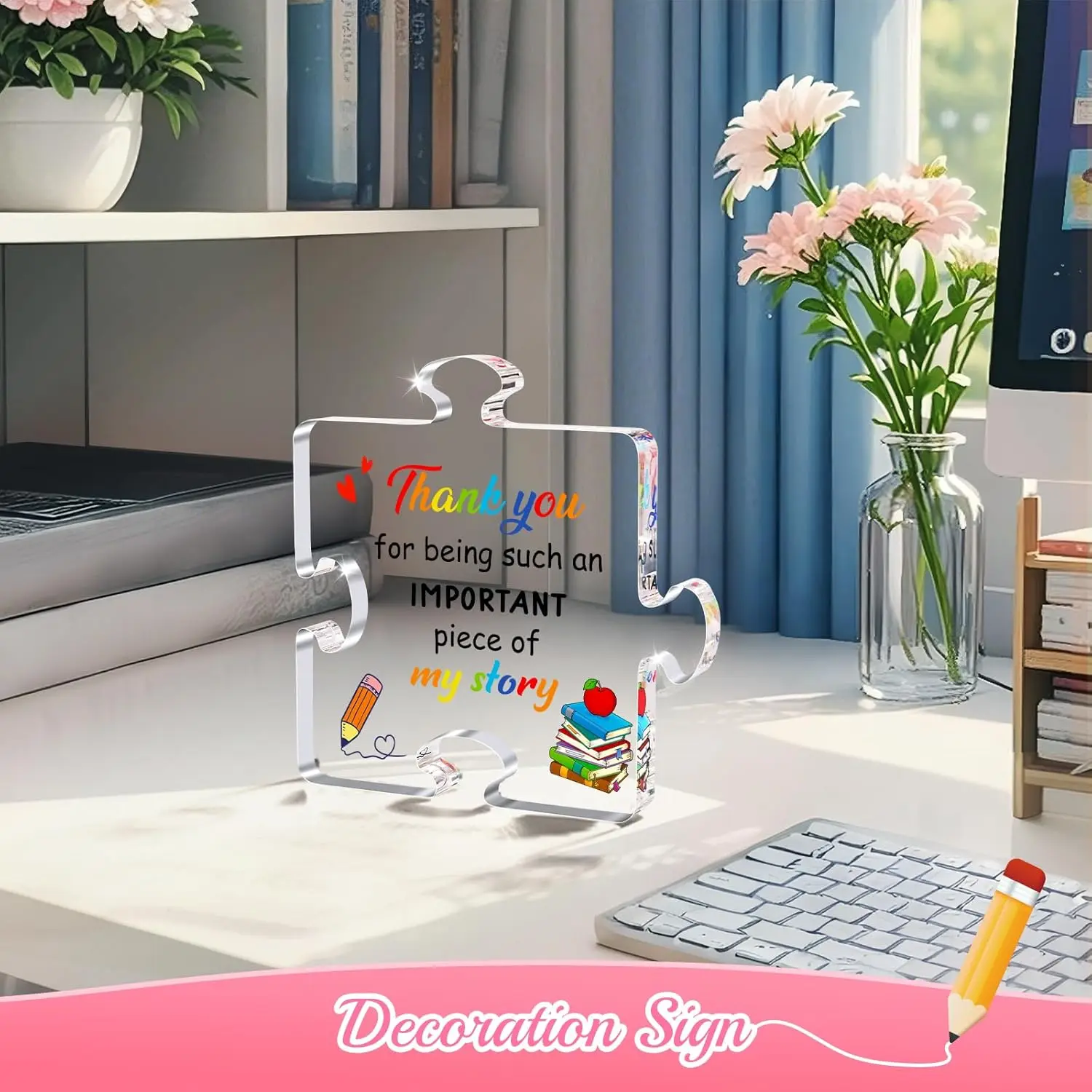 Bright Puzzle Piece Teacher Appreciation Plaque 3 Bright Puzzle Piece Teacher Appreciation Plaque - Image 3