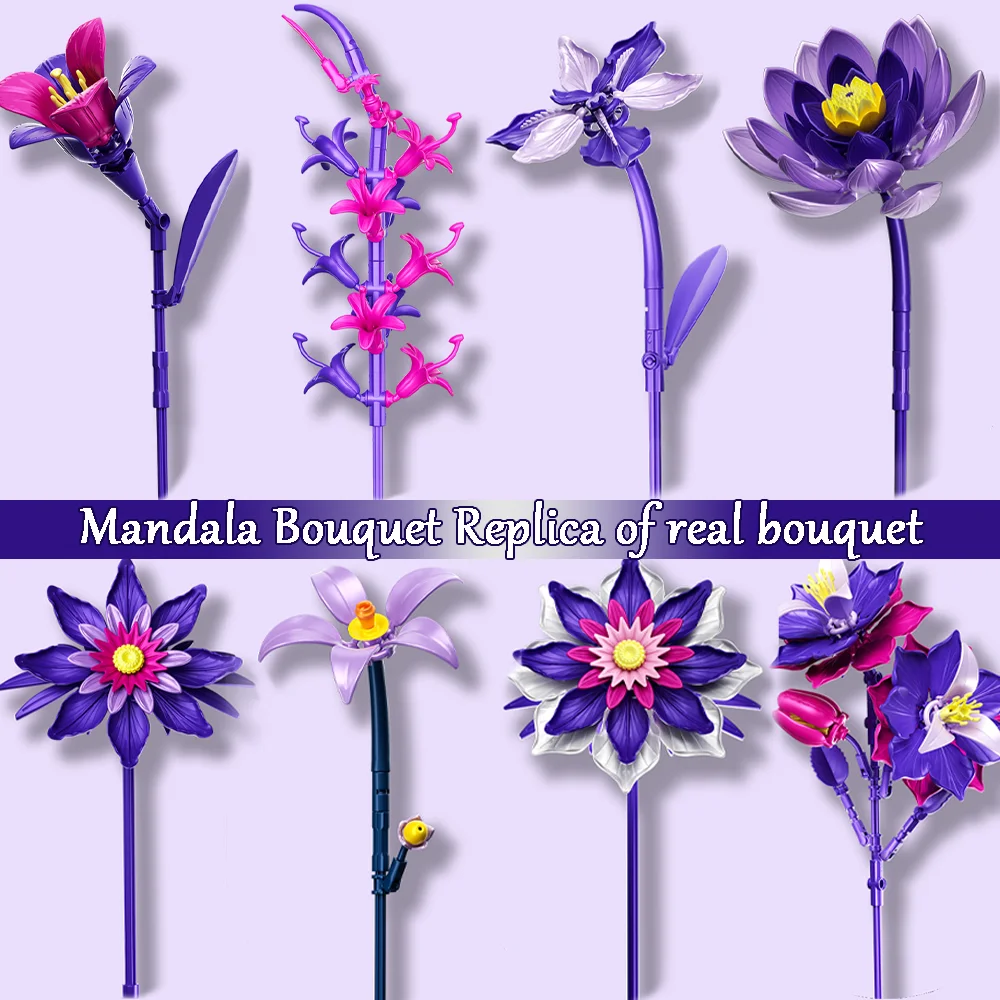 Dreamy Purple Bloom Plastic Building Bouquet 4 Dreamy Purple Bloom Plastic Building Bouquet - Image 4