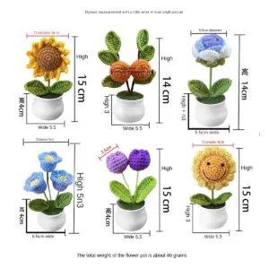 Handwoven Mini Potted Flower Set in Colorful Crochets 15 Sff82d184c2ef426eb24c44bd2d77b57eU