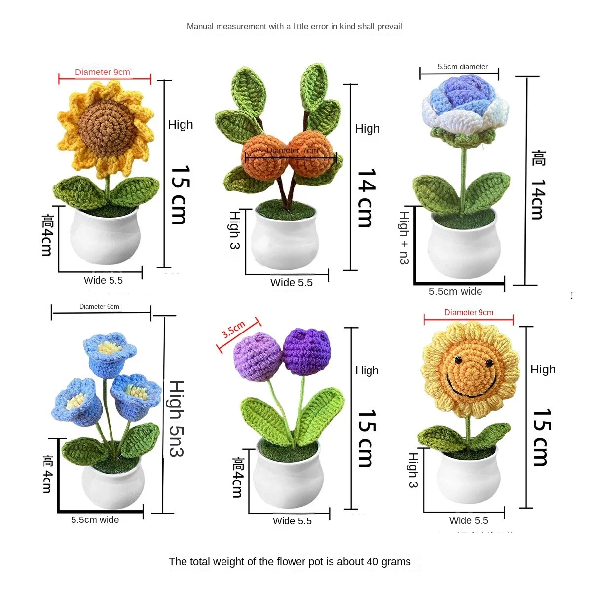 Handwoven Mini Potted Flower Set in Colorful Crochets 6 Handwoven Mini Potted Flower Set in Colorful Crochets - Image 6