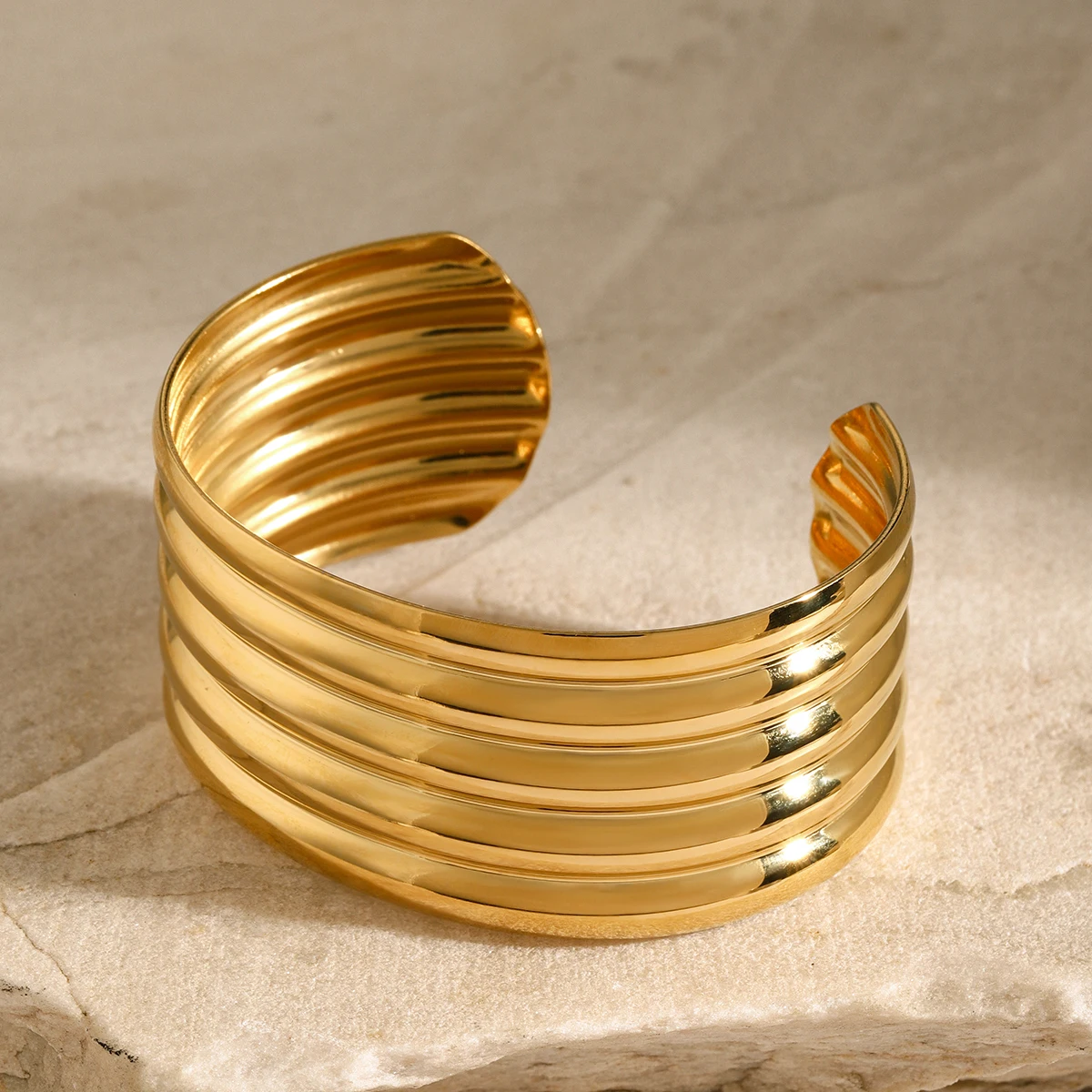 Gold Stainless Steel Cuff Bracelet for Women 5 Gold Stainless Steel Cuff Bracelet for Women - Image 5