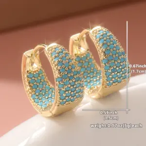 Gold-Tone Imitation Turquoise Hoop Earrings 10 Sffab444c8c414bc39477b4efaf5c9088F