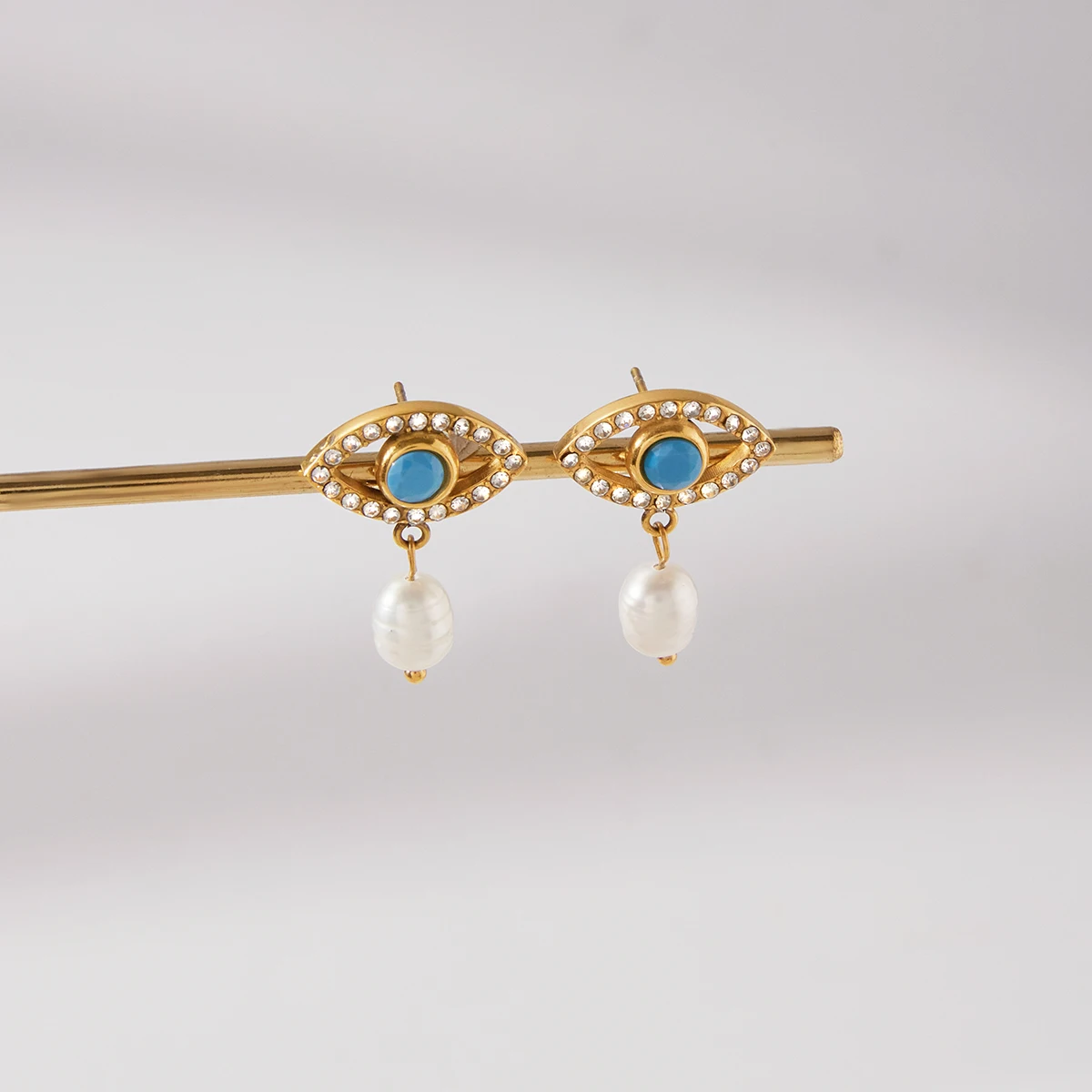 Stainless Steel Earrings with Devil's Eye 6 Stainless Steel Earrings with Devil's Eye - Image 6