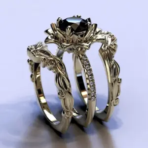 Gold-Finish Women's Fashion Ring with Black Stone 6 Sffe1b6a7abd9477eb0e5e89c7a5704404