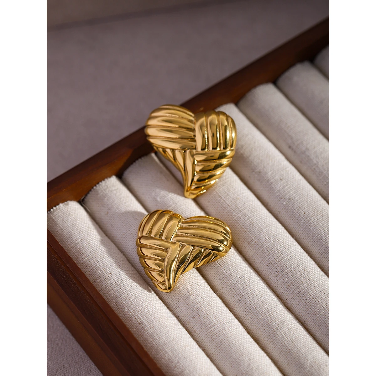 Gold Heart Earrings - Stainless Steel Jewelry 5 Gold Heart Earrings - Stainless Steel Jewelry - Image 5