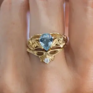 Gold Waterdrop Ring with Zircon Accents 8 Sfffea1043a024e5993f03f8fed2e1e04Y