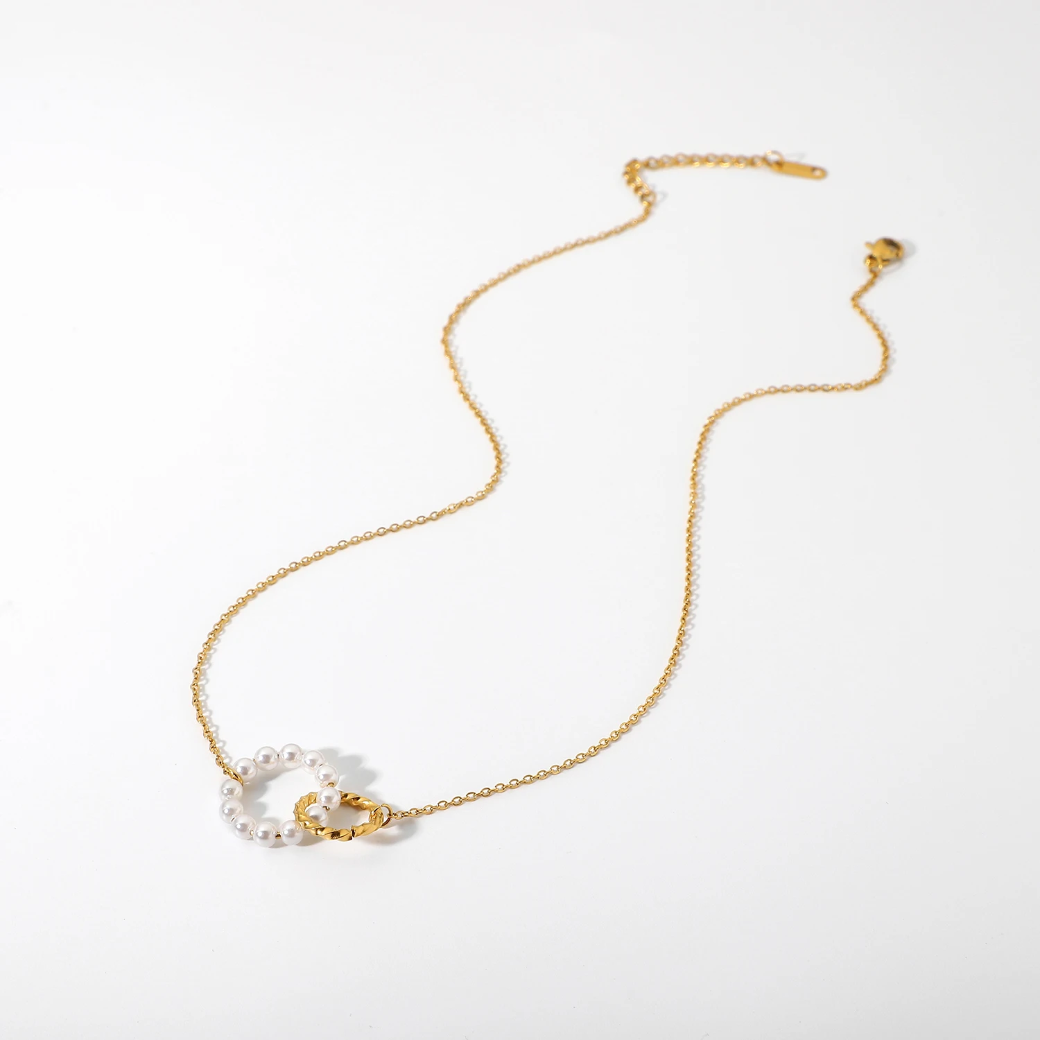 Elegant Stainless Steel Pearl and Gold Necklace 6 Elegant Stainless Steel Pearl and Gold Necklace - Image 6