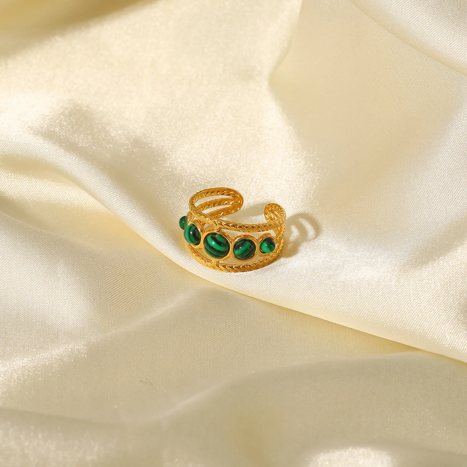 Stainless Steel Malachite Ring for Women 4 Stainless Steel Malachite Ring for Women - Image 4