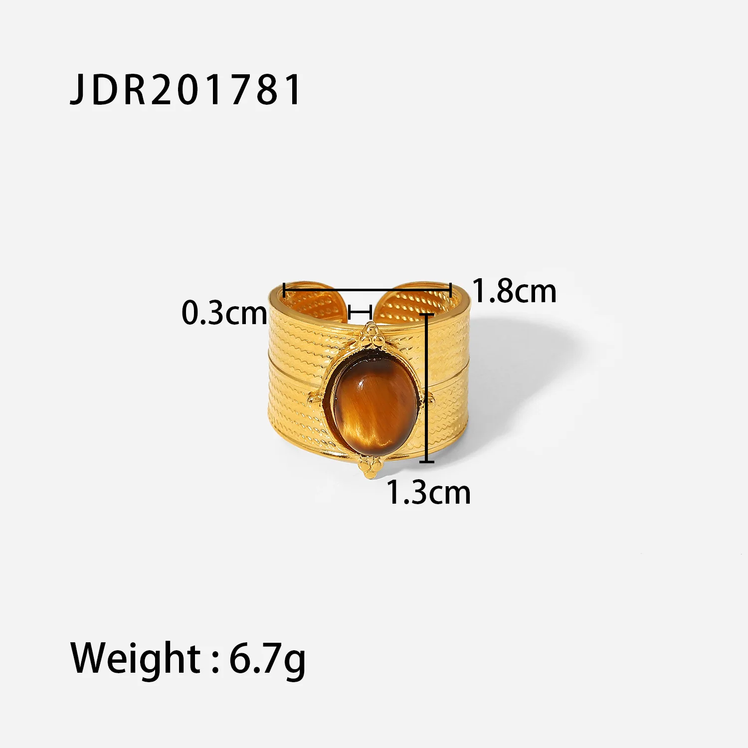 Stainless Steel Women's Wide Tiger's Eye Ring 7 Stainless Steel Women's Wide Tiger's Eye Ring - Image 7